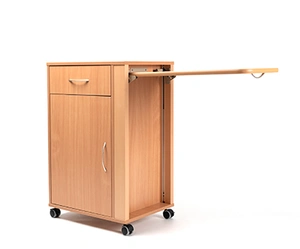 nachtkastje voor hooglaag bed met dienblas uitschuifbaar