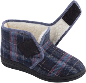 MSF Senioren Pantoffel - Hoog Model Geruit - Antislip Zool - Gevoerd