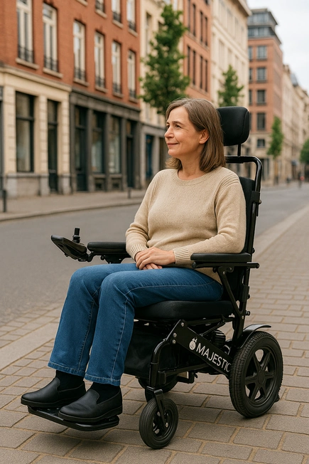 elektrische rolstoel in de stad