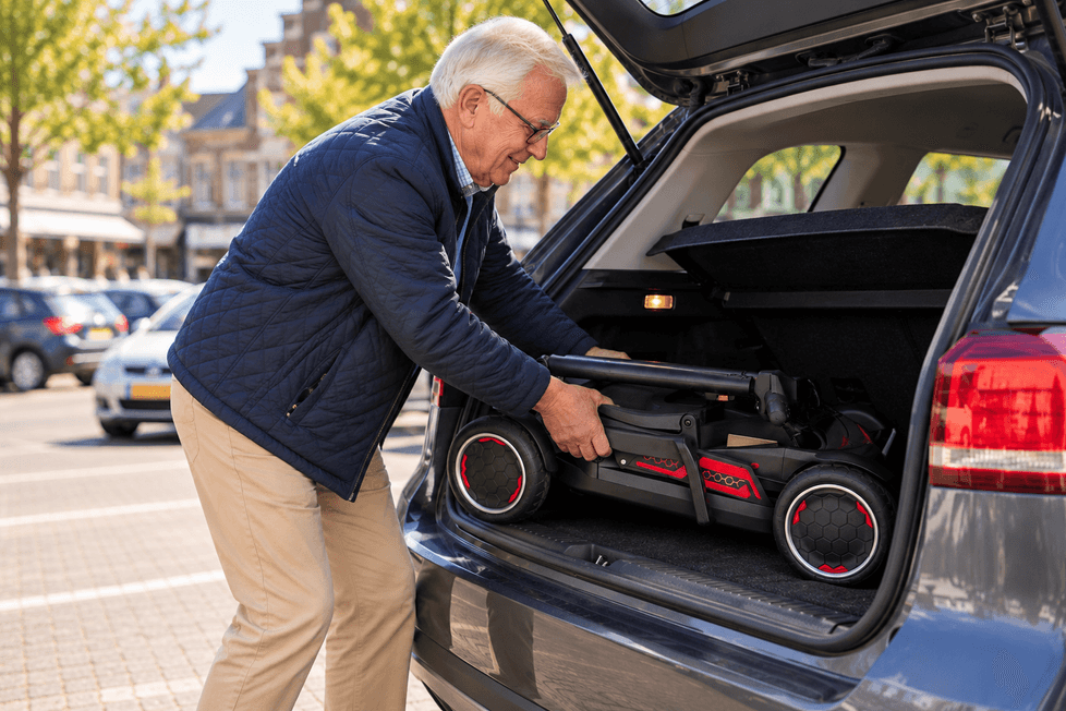 IVA Traveler 550 Air – opvouwbare scootmobiel in de auto tillen