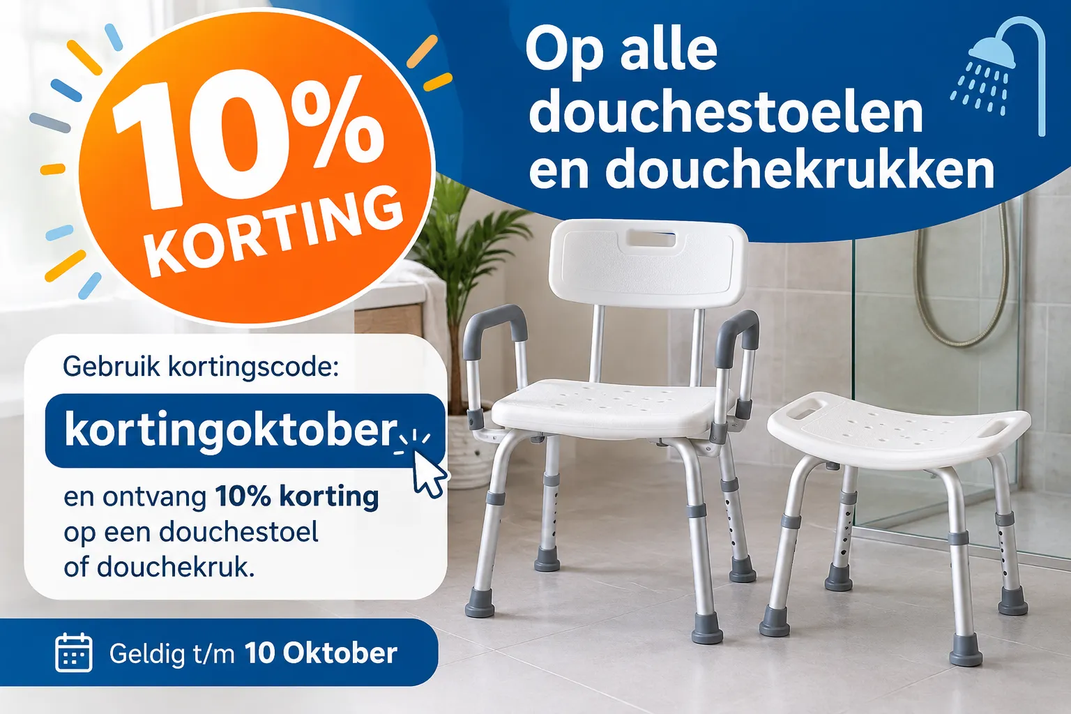 korting douchestoel en douchekruk